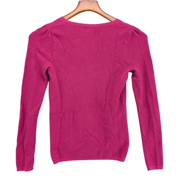 Banana Republic Sweater Womens Pink Long Puff Sleeve V Neck Textured Knit Sz XS - Picture 2 of 7